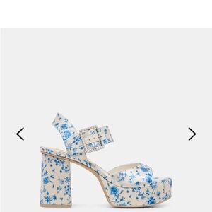 Dolce Vita Bobby Pearl Heels Blue Floral Satin
